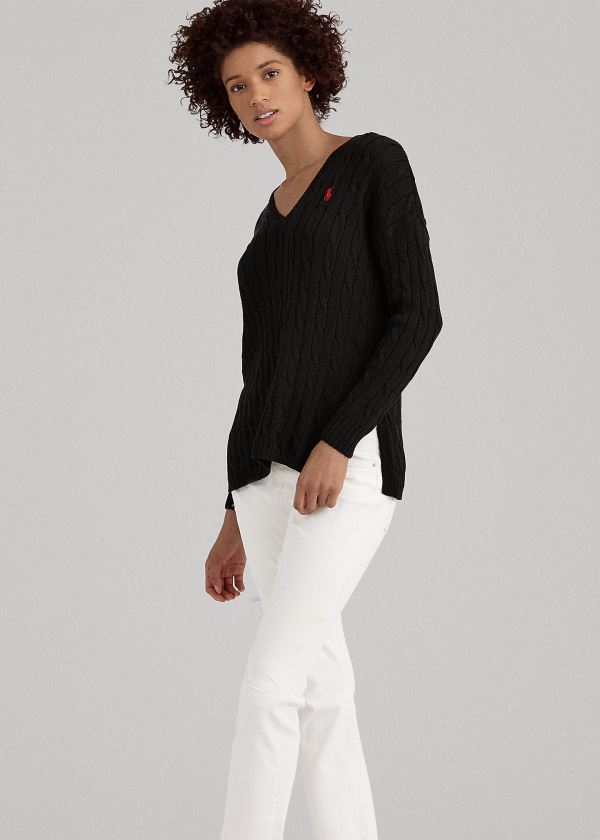 Women's Polo Ralph Lauren Cable-Knit Side-Slit Sweater | 381905VKN